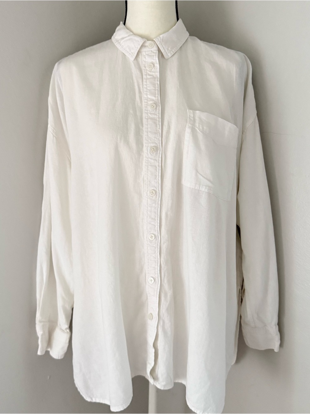 Madewell The Linen-Blend White Oversized Button Down Shirt Large